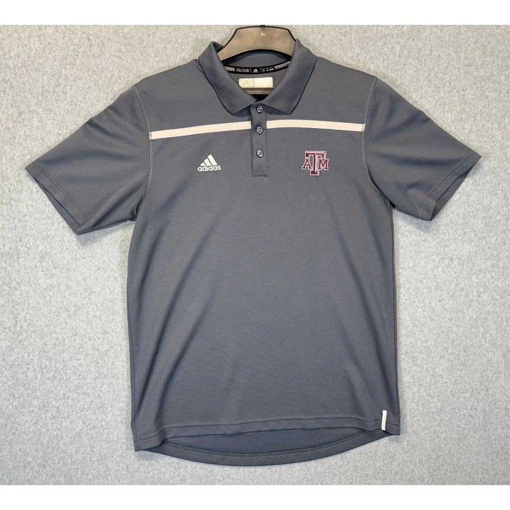 Adidas Texas A&M Aggies Mens Medium Grey Short Sleeve Performance Polo Shirt
